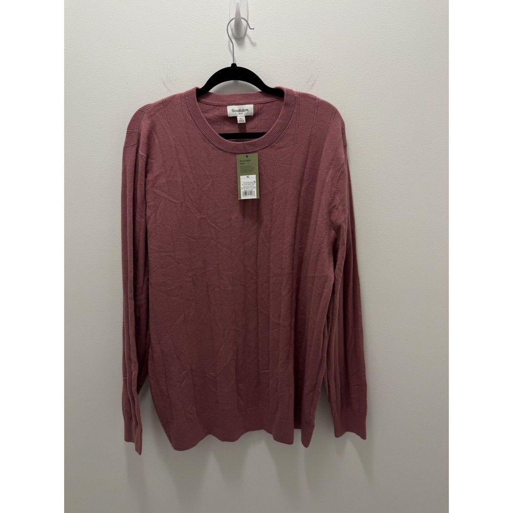 Goodfellow & Co Mens XL Mauve Pink Ribbed Crew Neck Sweater NWT